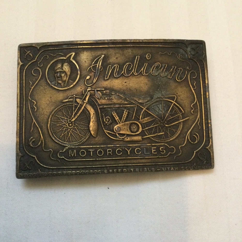 Vintage Indian Motorcycles Brass Belt Buckle